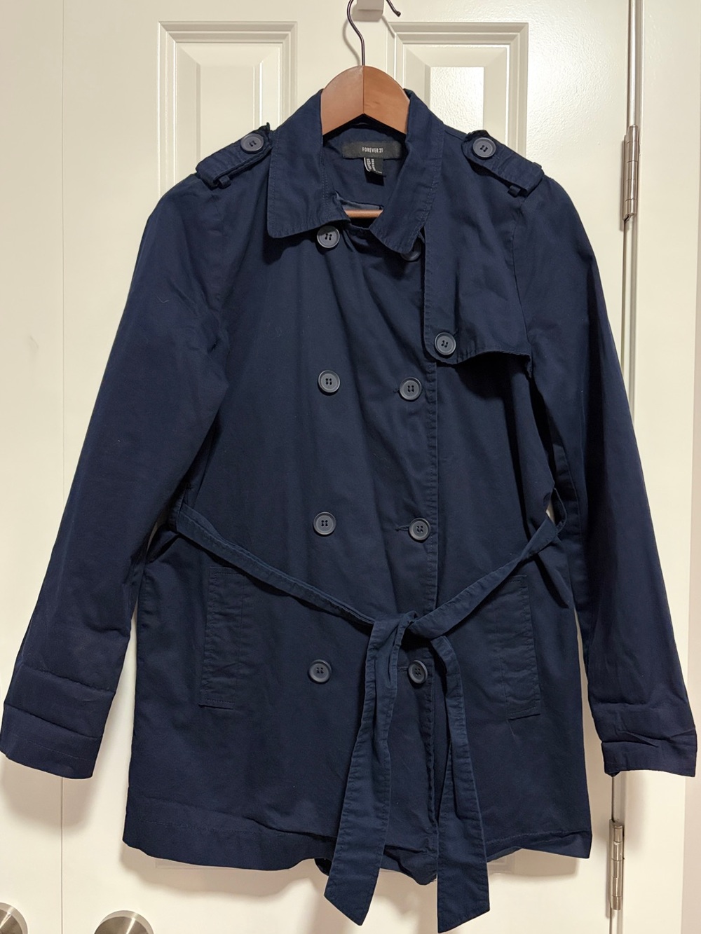 Navy Double-Breasted Trench Coat